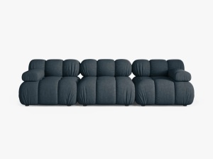 CANAPEA BELLIS, CU 3 LOCURI, PETROL INCHIS, CU TAPITERIE DIN TEXTIL STRUCTURAT LIBERTY, MICADONI