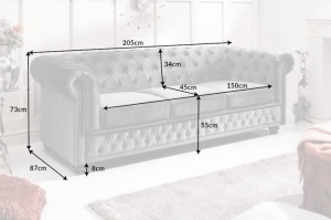 CANAPEA CHESTERFIELD, 205CM, COD 40482, CATIFEA, DESIGN CLASIC - Img 7