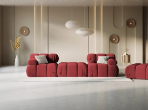 CANAPEA/COLTAR MODULAR BELLIS, 3 LOCURI, 188 CM, ROSU INCHIS 59, TAPITERIE DIN CATIFEA, DESIGN DEOSEBIT