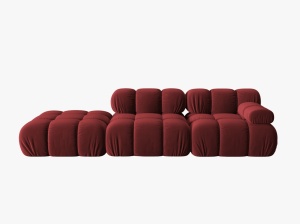 CANAPEA/COLTAR MODULAR BELLIS STANGA, 3 LOCURI, 282 CM, ROSU INCHIS 59, TAPITERIE DIN CATIFEA, DESIGN DEOSEBIT
