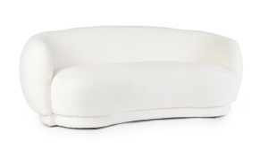 CANAPEA CU 2 LOCURI, TECLA ALBA, CONFECTIONATA DIN PLACAJ SOLID, SPUMA POLIURETANICA SI TEXTIL BOUCLE, STIL MODERN