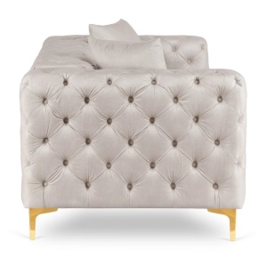 CANAPEA DEOSEBITA 2 LOCURI, ARTIM MEBLE, MATERIAL TEXTIL( CATIFEA) SI SUPORT METALIC, CULOARE CREM/AURIU, STIL MODERN - Img 3
