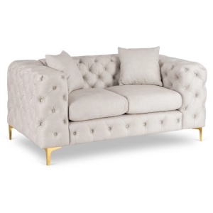 CANAPEA DEOSEBITA 2 LOCURI, ARTIM MEBLE, MATERIAL TEXTIL( CATIFEA) SI SUPORT METALIC, CULOARE CREM/AURIU, STIL MODERN - Img 10