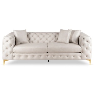 CANAPEA DEOSEBITA 3 LOCURI, ARTIM MEBLE, MATERIAL TEXTIL( CATIFEA) SI SUPORT METALIC, CULOARE CREM/AURIU, STIL MODERN