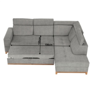 CANAPEA DRENA, MODEL DREAPTA, GRI DESCHIS, DIN TEXTIL SI LEMN, EXTENSIBIL, SPATIU DEPOZITARE, STIL MODERN, TK - Img 5