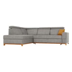 CANAPEA DRENA, MODEL STANGA, GRI DESCHIS, DIN TEXTIL SI LEMN, EXTENSIBIL, SPATIU DEPOZITARE, STIL MODERN, TK - Img 3