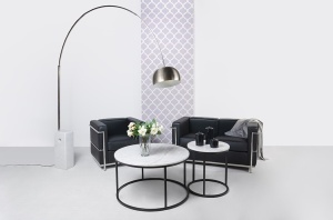 CANAPEA DUBLA NEAGRA DIN PIELE NATURALA SOFT LC2 STIL MODERN - Img 6