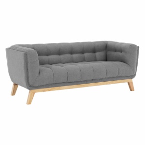 CANAPEA EVARIST, GRI/STEJAR, DIN TEXTIL SI LEMN, STIL MODERN, TK - Img 2