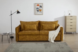 CANAPEA EXTENSIBILA 215CM, APARTMENT, 3 LOCURI, MATERIAL CATIFEA GALBEN MUSTAR, ARTIM GROUP SELECTION