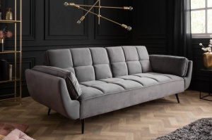 CANAPEA EXTENSIBILA 215CM, DIN LEMN SI CATIFEA GRI, ARTIM GROUP SELECTION