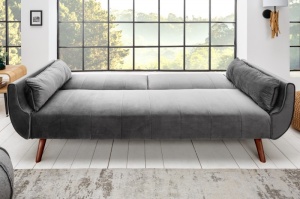 CANAPEA EXTENSIBILA, DIVANI II 215 CM, DIN CATIFEA GRI ARGINTIU, COD 40087 STIL MODERN - Img 2