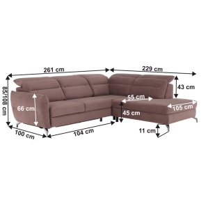 CANAPEA GREG, MODEL DREAPTA, ROZ/MOV, DIN TEXTIL/STOFA, EXTENSIBIL, SPATIU DEPOZITARE, STIL MODERN, TK - Img 2