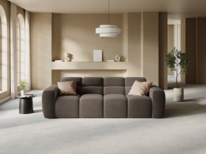 CANAPEA LISA, 4 LOCURI, 265 CM, MARO DESCHIS, TAPITERIE DIN CATIFEA, DESIGN DEOSEBIT