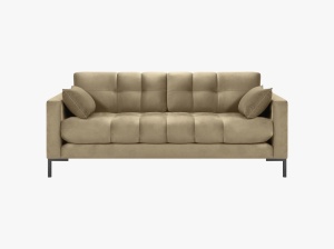CANAPEA MAMAIA, 2 LOCURI, 152 CM, BEJ 28/NEGRU, TAPITERIE DIN CATIFEA, DESIGN DEOSEBIT - Img 2