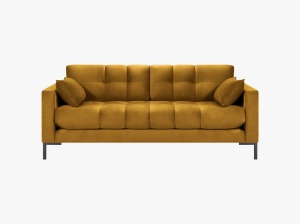CANAPEA MAMAIA, 2 LOCURI, 152 CM, GALBEN 68/NEGRU, TAPITERIE DIN CATIFEA, DESIGN DEOSEBIT - Img 3