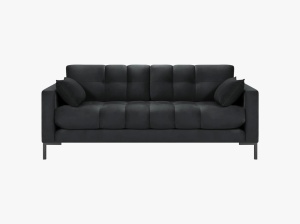 CANAPEA MAMAIA, 2 LOCURI, 152 CM, GRI INCHIS 18/NEGRU, TAPITERIE DIN CATIFEA, DESIGN DEOSEBIT - Img 3