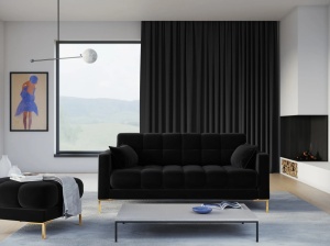 CANAPEA MAMAIA, 2 LOCURI, 152 CM, NEGRU 19/AURIU, TAPITERIE DIN CATIFEA, DESIGN DEOSEBIT