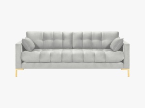 CANAPEA MAMAIA, 3 LOCURI, 177 CM, ARGINTIU 03/AURIU, TAPITERIE DIN CATIFEA, DESIGN DEOSEBIT - Img 3