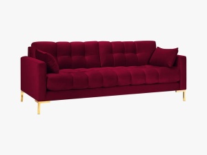 CANAPEA MAMAIA, 3 LOCURI, 177 CM, ROSU INCHIS 59/AURIU, TAPITERIE DIN CATIFEA, DESIGN DEOSEBIT