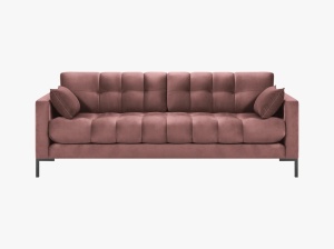 CANAPEA MAMAIA, 3 LOCURI, 177 CM, ROZ 52/NEGRU, TAPITERIE DIN CATIFEA, DESIGN DEOSEBIT - Img 3