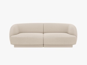 CANAPEA MILEY, CU 2 LOCURI, BEJ, CU TAPITERIE DIN TEXTIL BOUCLE BALOO, MICADONI