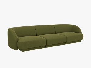 CANAPEA MILEY, CU 3 LOCURI, VERDE MASLINU INCHIS, CU TAPITERIE DIN TEXTIL BOUCLE BALOO, MICADONI