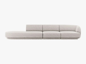 CANAPEA MILEY, CU 4 LOCURI, PE STANGA, ARGINTIE, CU TAPITERIE DIN TEXTIL CHENILLE EDEN, MICADONI