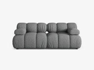CANAPEA MODULAR BELLIS, CU 2 LOCURI, GRI, CU TAPITERIE DIN TEXTIL STRUCTURAT LIBERTY, MICADONI