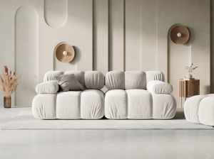 CANAPEA MODULARA BELLIS, 2 LOCURI, 188 CM, BEJ DESCHIS 21, TAPITERIE DIN CATIFEA, DESIGN DEOSEBIT