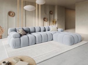 CANAPEA MODULARA BELLIS, 3 LOCURI, 282 CM, ALBASTRU DESCHIS 80, TAPITERIE DIN CATIFEA, DESIGN DEOSEBIT