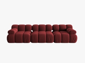 CANAPEA MODULARA BELLIS, 3 LOCURI, 282 CM, ROSU INCHIS 59, TAPITERIE DIN CATIFEA, DESIGN DEOSEBIT - Img 2