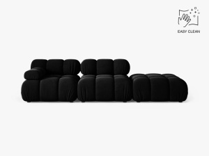CANAPEA MODULARA BELLIS, PE DREAPTA, NEGRU, CU TAPITERIE DIN CATIFEA VENUS, MICADONI