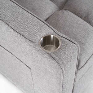 CANAPEA RABATABILA, ARTIM MEBLE, REALIZAT DIN MATERIAL TEXTIL GRI DESCHIS SI METAL, STIL MODERN - Img 8
