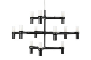CANDELABRU CU LED-URI ATOMIC GRANDE, NEGRU, DIN METAL, STIL MODERN