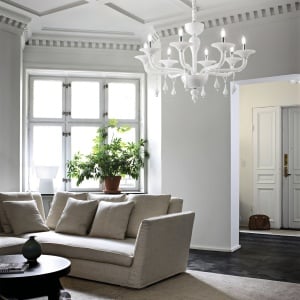 CANDELABRU MIRAMARE SP8, ALB, DIN STICLA, STIL MODERN - Img 2