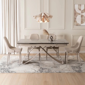 CEL MAI MIC PRET!!!MASA EXTENSIBILA 160-240CM, ARTIM MEBLE, REALIZATA DIN METAL SI CERAMICA, CULOARE MARMURA GRI/CREM, STIL MODERN - Img 4