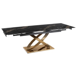 CEL MAI MIC PRET!!!MASA EXTENSIBILA 160-240CM, ARTIM MEBLE, REALIZATA DIN METAL SI CERAMICA, CULOARE MARMURA NEAGRA/AURIE, STIL MODERN - Img 7
