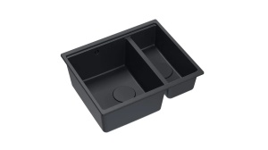 CHIUVETA BUCATARIE REA LOGAN 150, CU DOP, NEGRU/NEGRU, DIN GRANIT, CALITATE SUPERIOARA