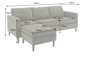 COLTAR 3 LOCURI, STOCKHOLM 220CM, STANGA/DREAPTA, MATERIAL CATIFEA BLUE, ARTIM GROUP SELECTION - Img 2