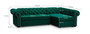 COLTAR EXTENSIBIL 278 CM, VALENTINO L DREAPTA, VERDE, DIN STOFA DE CALITATE SUPERIOARA - Img 6