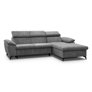 COLTAR EXTENSIBIL DREAPTA, COLIN 274CM, DIN TEXTIL FOARTE FIN DE CULOARE GRI INCHIS, CONFORT SPORIT
