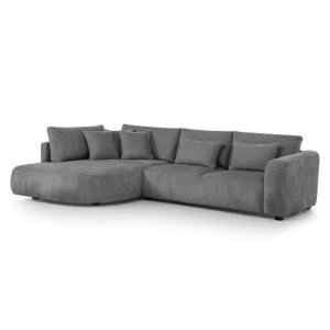 COLTAR FIX IN FORMA DE L STANGA, 300CM, CONFECTIONAT DIN MATERIAL TIP CHENILLE, GRI INCHIS, JACOBS, STIL MODERN