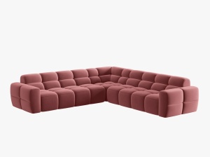COLTAR LISA, 6 LOCURI, 310 CM, ROZ, TAPITERIE DIN CATIFEA, DESIGN DEOSEBIT - Img 2