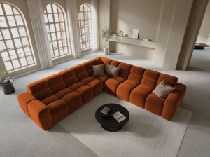 COLTAR LISA, 6 LOCURI, 310 CM, SCORTISOARA, TAPITERIE DIN CATIFEA, DESIGN DEOSEBIT
