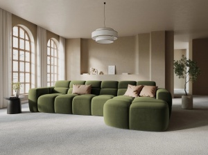 COLTAR LISA, DREAPTA, 5 LOCURI, 310 CM, VERDE OLIVE, TAPITERIE DIN CATIFEA, DESIGN DEOSEBIT