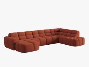 COLTAR LISA, DREAPTA, 7 LOCURI, 387 CM, SCORTISOARA 58, TAPITERIE DIN STOFA, DESIGN DEOSEBIT