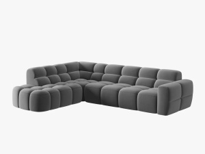 COLTAR LISA, STANGA, 5 LOCURI, 293 CM, GRI DESCHIS, TAPITERIE DIN CATIFEA, DESIGN DEOSEBIT - Img 3