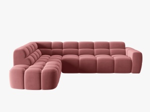 COLTAR LISA, STANGA, 5 LOCURI, 293 CM, ROZ, TAPITERIE DIN CATIFEA, DESIGN DEOSEBIT - Img 2