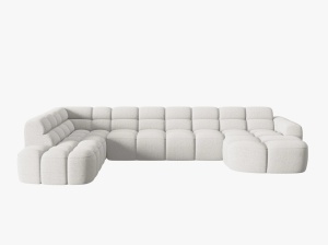 COLTAR LISA, STANGA, 7 LOCURI, 387 CM, GRI DESCHIS 01, TAPITERIE DIN STOFA, DESIGN DEOSEBIT - Img 2