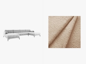COLTAR MAMAIA, CU 6 LOCURI, BEJ, CU TAPITERIE DIN TEXTIL BOUCLE BALOO, MICADONI